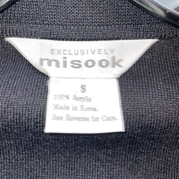 Exclusively Misook Cardigan M Black/Green Trim Long Sleeve Open Front Cardigan` - Picture 8 of 8